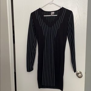Black striped bodycon dress